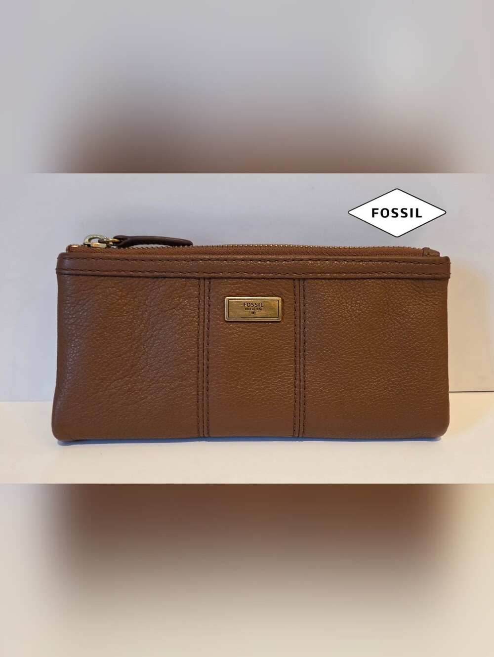 -Fossil- Ella Clutch Womens Brown Leather Wallet